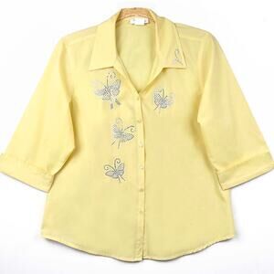 Tia Designs Rhinestone Butterfly Top Size Small